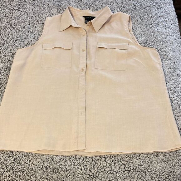LIGHT XL 100% Linen Sleeveless Shacket Top - Picture 1 of 12
